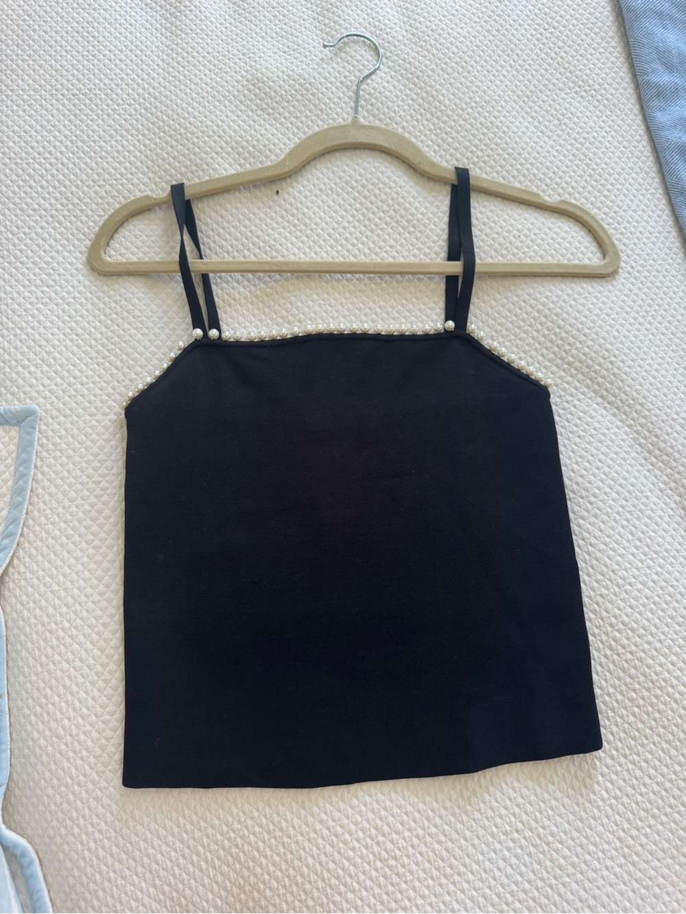 Alice + Olivia Black Pearl-Trim Camisole
